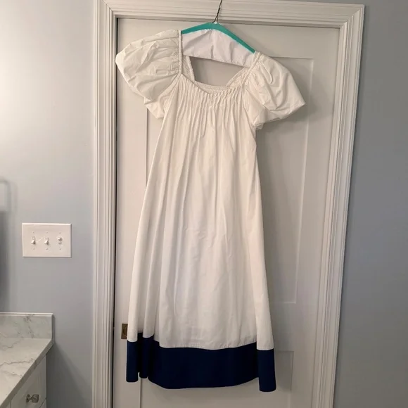 De Loreta x Tuckernuck White and Navy Kion Midi Dress, S, Like New - Picture 4 of 7